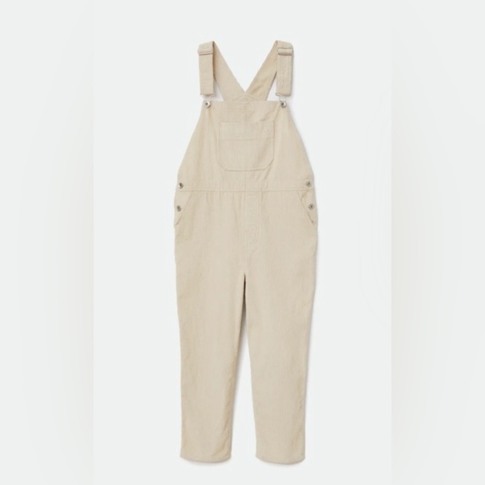 Brixton NWOT Women's Beige Corduroy Overalls CHRISTINA CROP OVERALL Size L